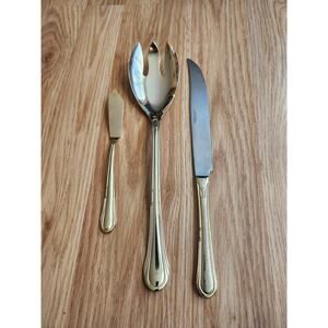 Hampton Silversmiths HSV149 Gold Electroplate Steak Knife Fork Spreader Lot